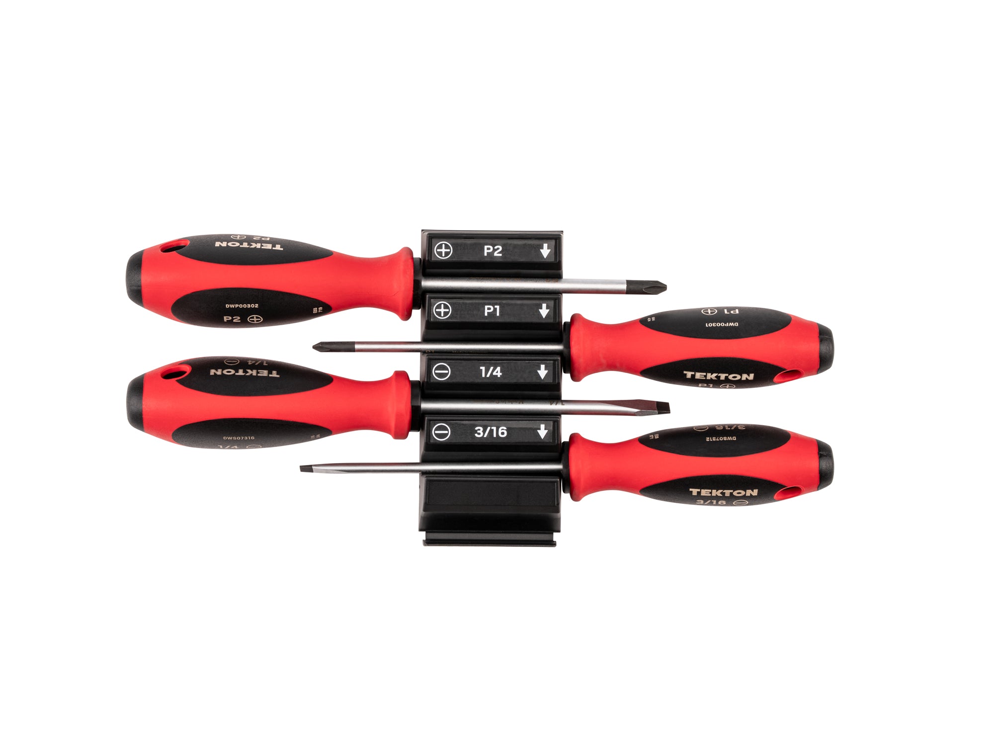 Phillips and Slotted Screwdriver Set with Modular Organizers - 4 Inch Shanks, 4-Piece (#1 - #2, 3/16 - 1/4 in.)