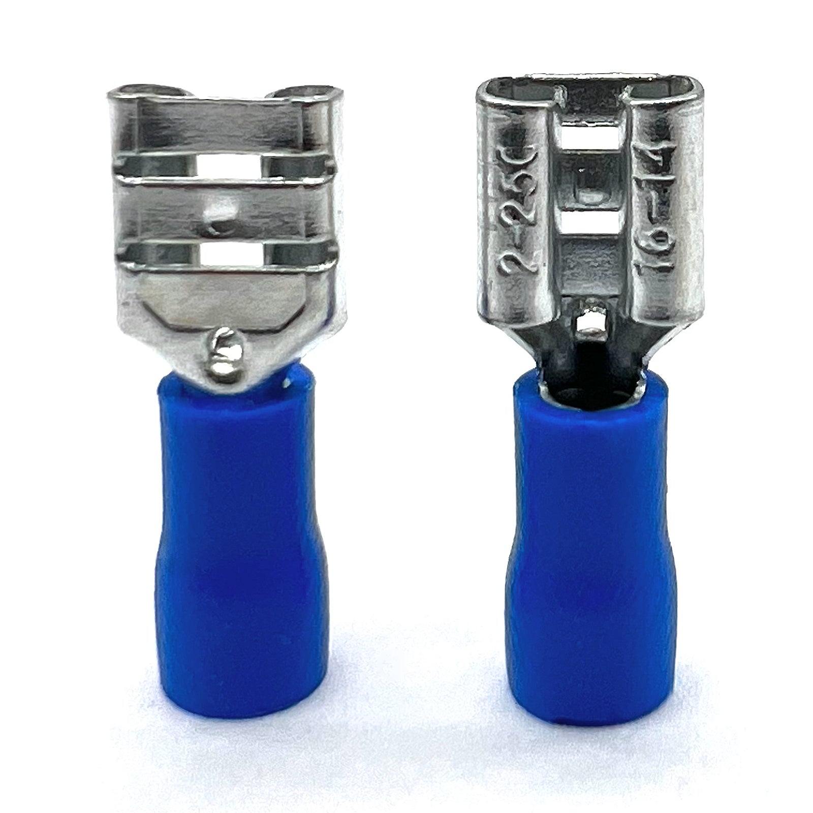 Blue PVC/Vinyl Female Spade Crimp Connector, AWG 16-14