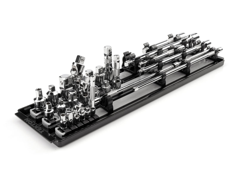 1/4, 3/8, 1/2 Inch Drive Extension and Accessory Set with Rails and Tray (27-Piece)