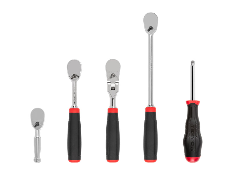 1/4 Inch Drive Non-Quick-Release Comfort Grip Ratchet and Spinner Handle Set (5-Piece)