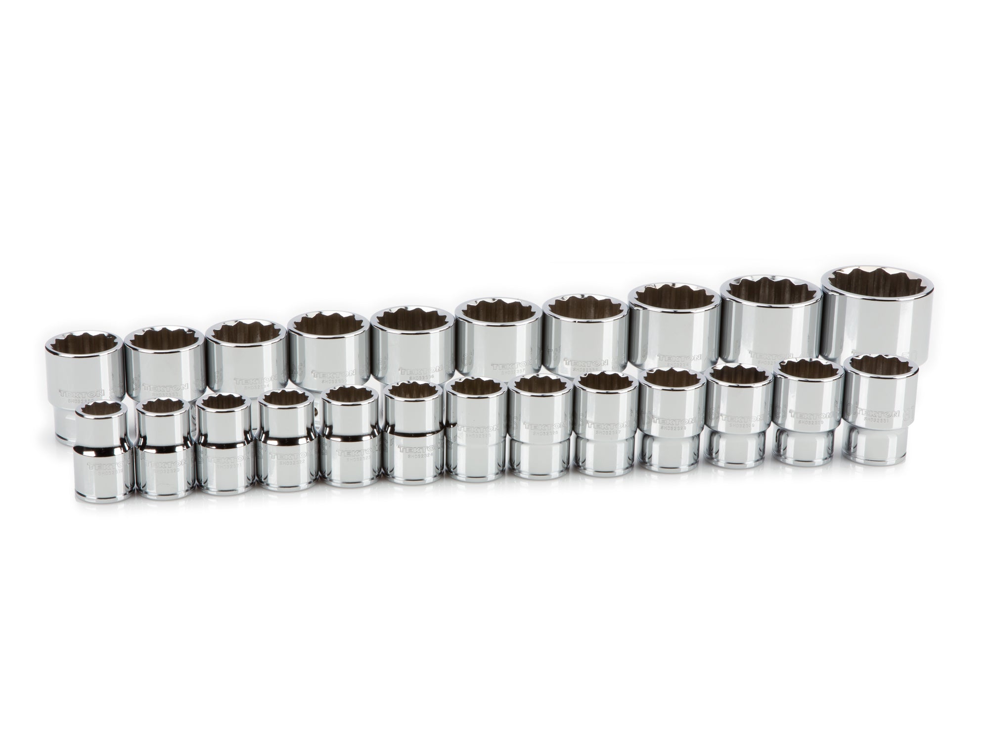 3/4 Inch Drive Shallow 12-Point Socket Set, 23-Piece (19 - 50 mm)