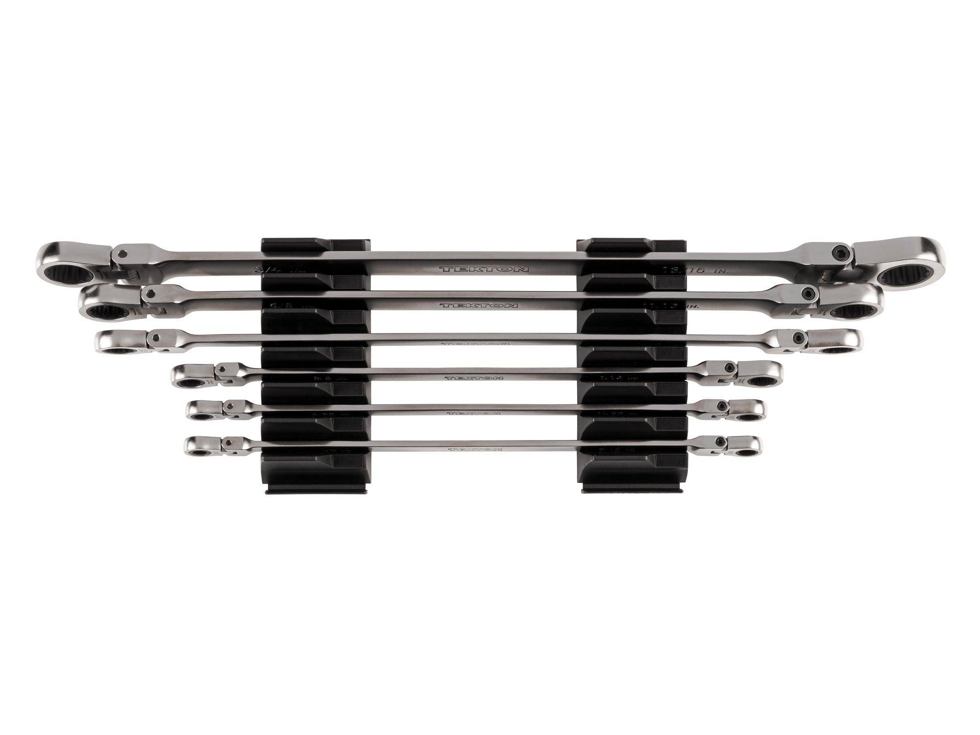 Long Flex Head 12-Point Ratcheting Box End Wrench Set with Modular Organizers, 6-Piece (1/4-13/16 in.)