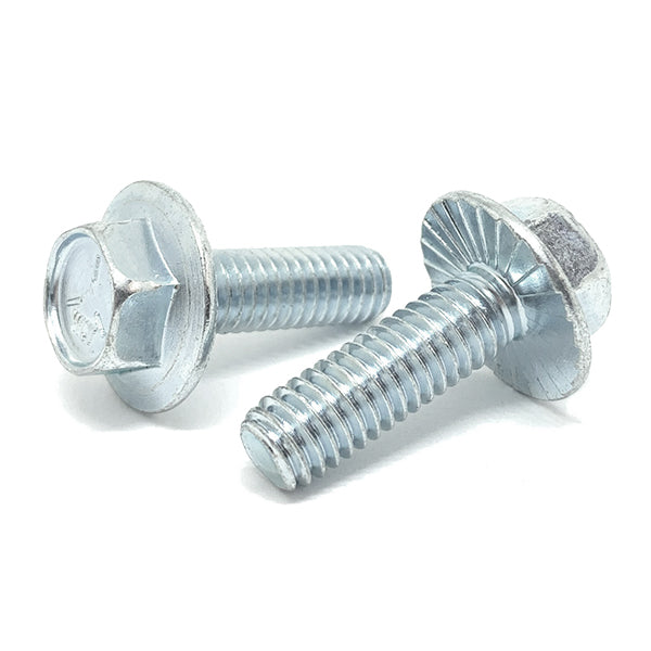 1/4-20x1" Grade 5 Serrated Hex Large Flange Bolts Zinc Clear