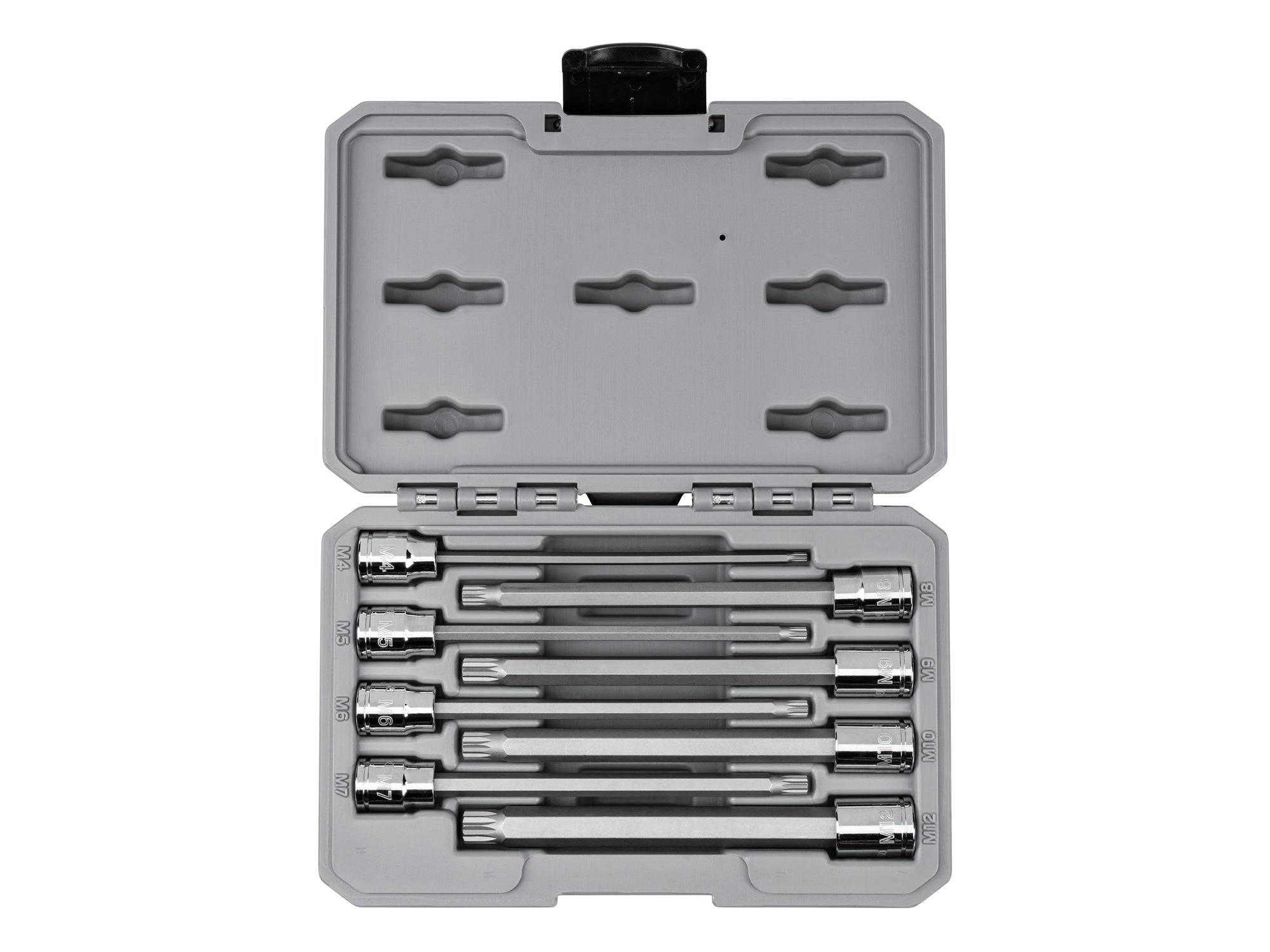 3/8 Inch Long Triple Square Bit Socket Set with Case, 8-Piece (M4 - M12)