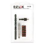 1/4"-20 x 7/16"-14 Carbon Steel Solid Wall Threaded Insert W/Red Loctite Standard Repair Kit with Inserts, Drill Bit, Tap, and Install Tool