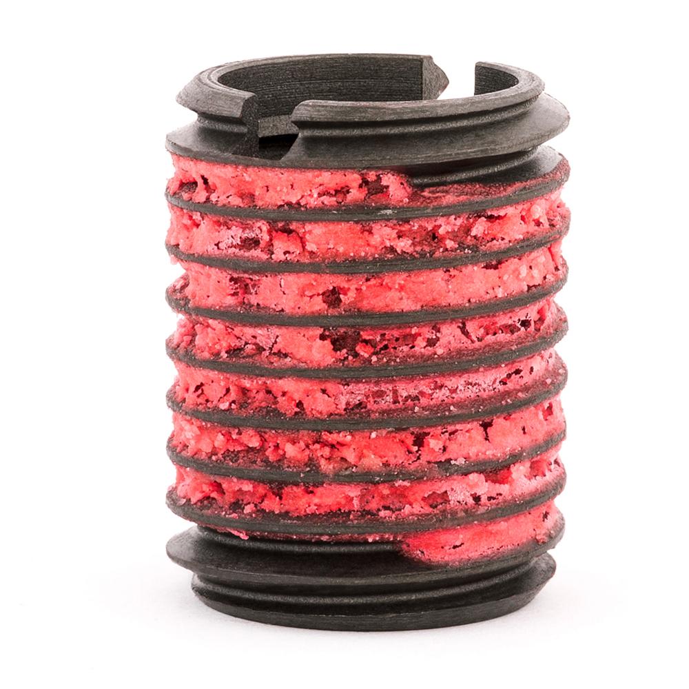 5/8"-11 x 7/8"-9 x 1-1/8" Length Carbon Steel Standard Wall Thread Insert for Metal w/ Red Loctite