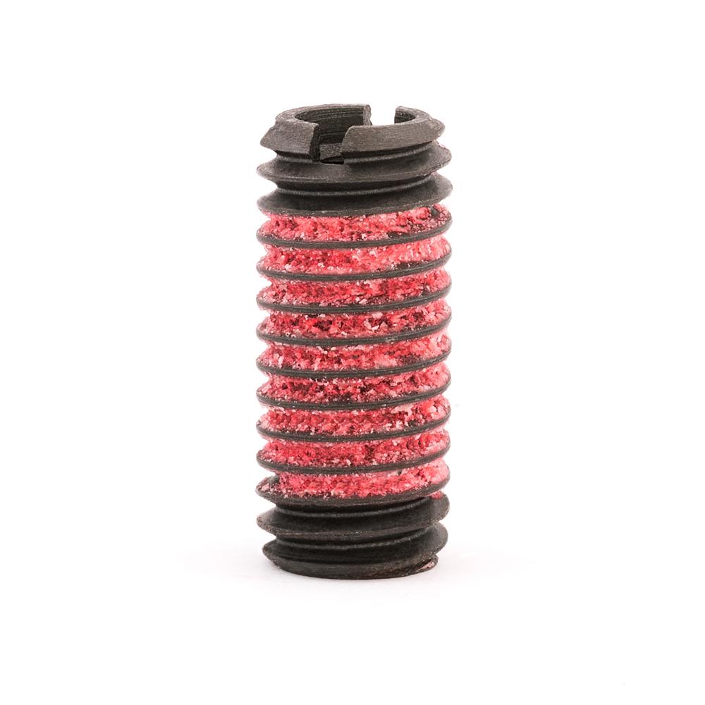 1/4"-20 x 7/16"-14 x 1" Length Carbon Steel Standard Wall Thread Insert for Metal w/ Red Loctite