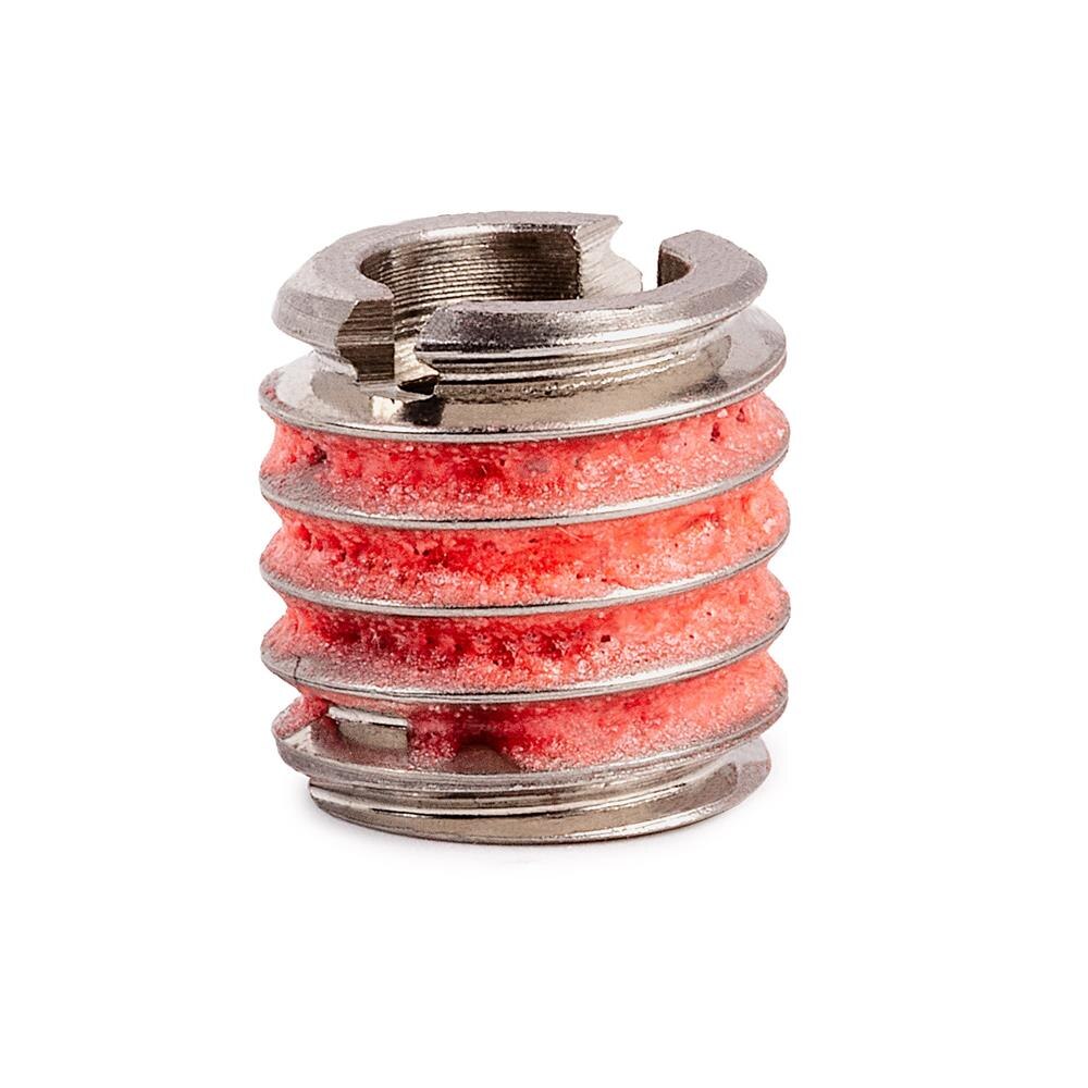 1/4"-20 x 7/16"-14 Stainless Steel Standard Wall Thread Insert for Metal w/ Red Loctite