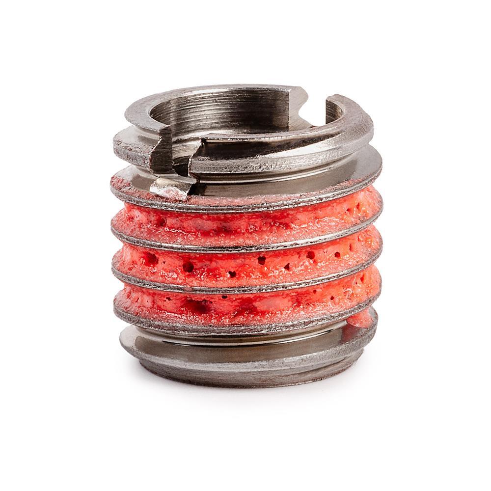 3/8"-24 x 9/16"-12 Stainless Steel Standard Wall Thread Insert for Metal w/ Red Loctite