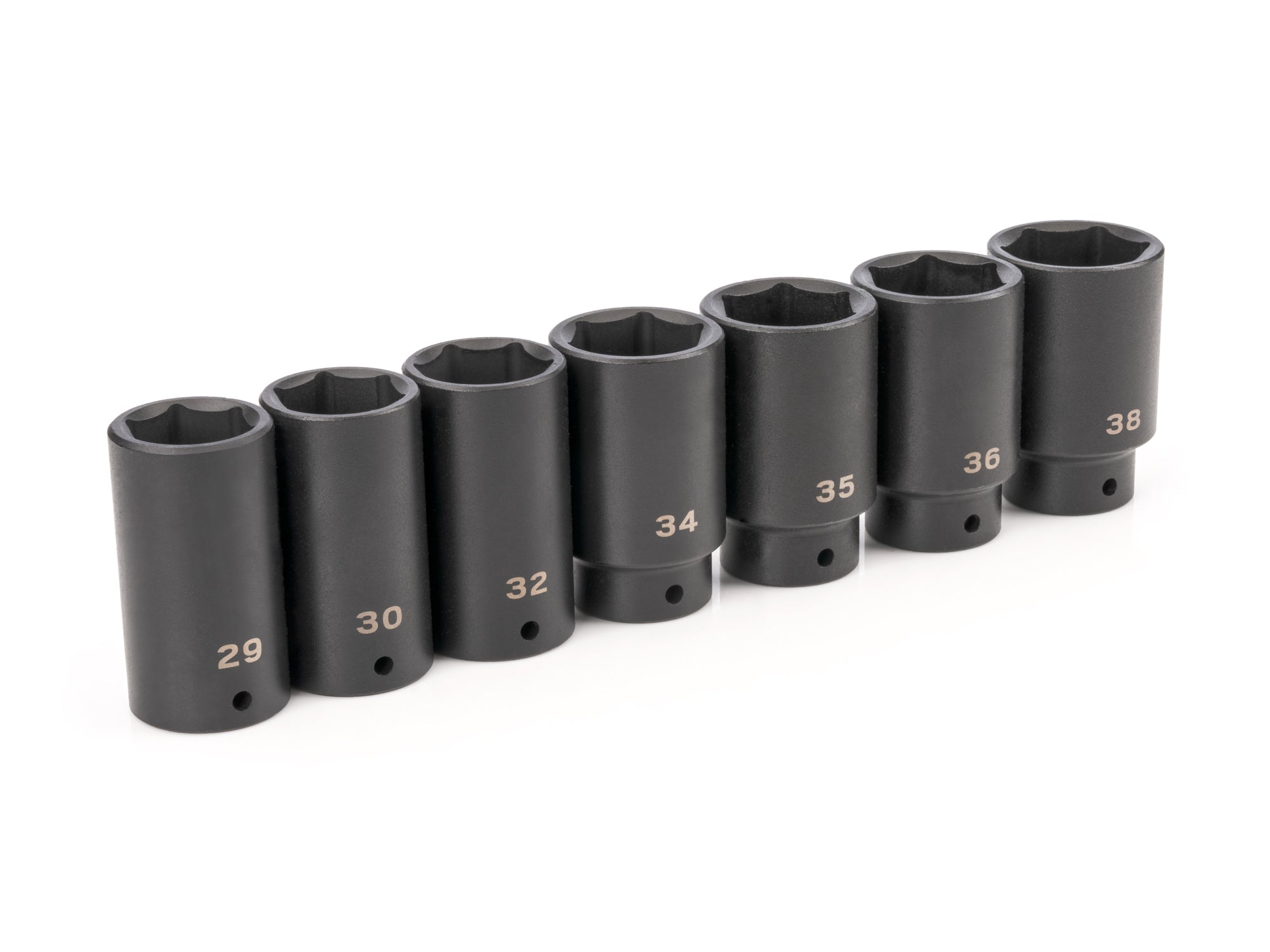 1/2 Inch Drive Deep 6-Point Axle Nut Impact Socket Set, 7-Piece (29 - 38 mm)