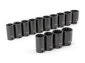 1/2 Inch Drive Deep 6-Point and 12-Point Axle Nut Impact Socket Set, 14-Piece (27 - 39 mm)