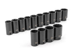 1/2 Inch Drive Deep 6-Point and 12-Point Axle Nut Impact Socket Set, 14-Piece (27 - 39 mm)