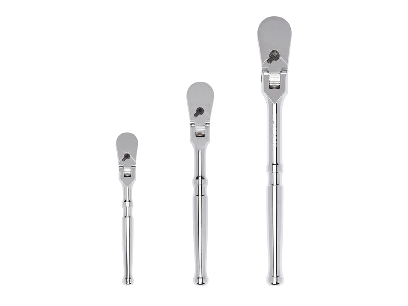 1/4, 3/8, 1/2 Inch Drive Flex Head Ratchet Set, 3-Piece (6, 8, 10-1/2 in.)