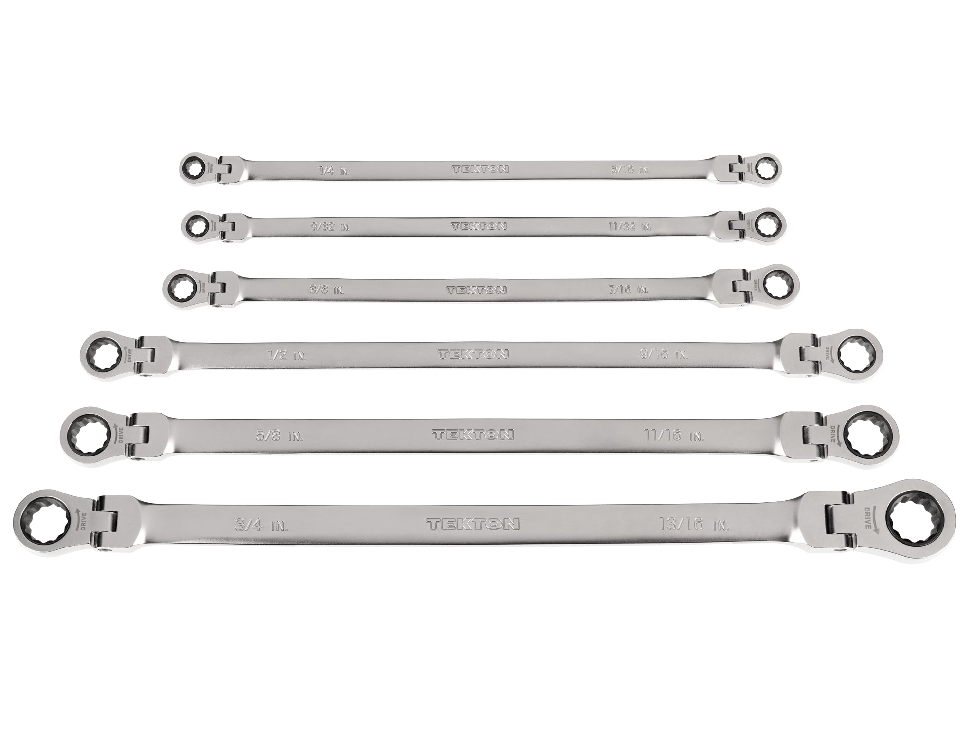 Long Flex Head 12-Point Ratcheting Box End Wrench Set, 6-Piece (1/4-13/16 in.)