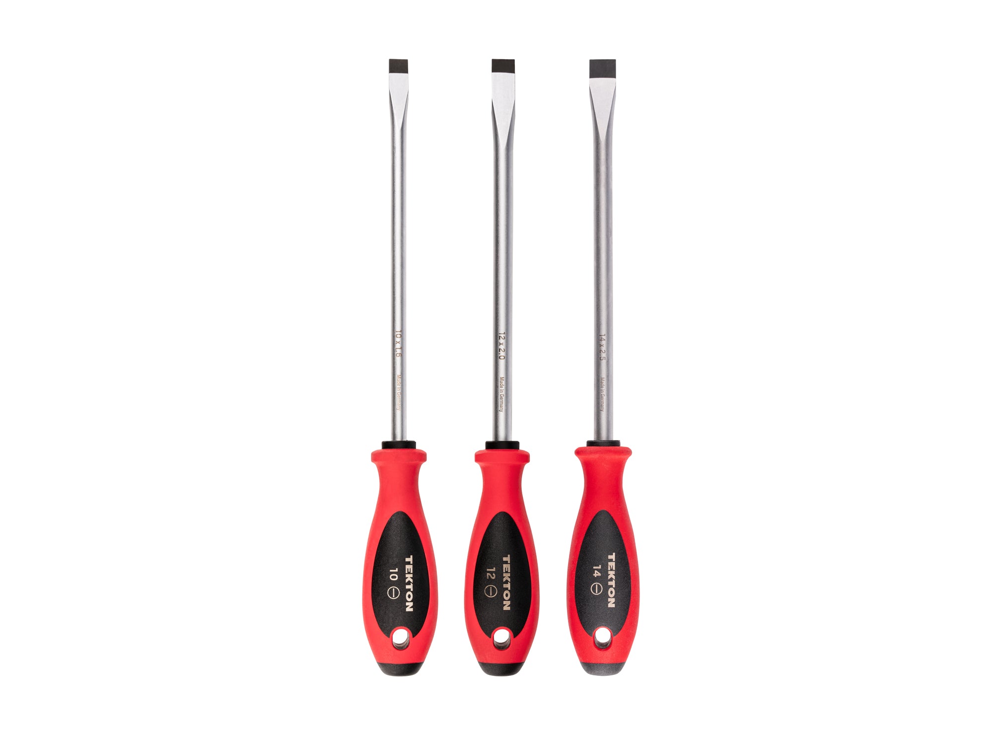 Slotted Screwdriver Set - 8 Inch Shanks, 3-Piece (10 - 14 mm)