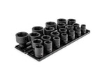 3/4 Inch Drive Shallow 6-Point Impact Socket Set with Rails and Trays, 21-Piece (3/4 - 2 in.)