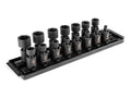 3/8 Inch Drive Shallow 6-Point Universal Joint Impact Socket Set with Rails and Tray, 15-Piece (1/4 - 1 in.)