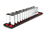1/2 Inch Drive Deep 6-Point Socket Set with Rails and Tray, 23-Piece (10 - 32 mm)