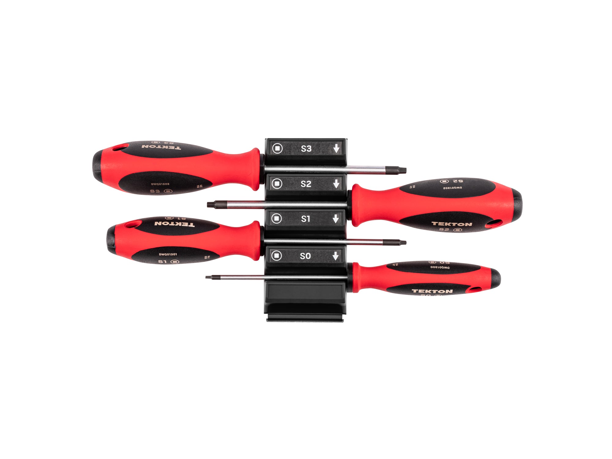 Square Screwdriver Set with Modular Organizers - 4 Inch Shanks, 4-Piece (#0 - #3)