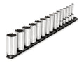 3/8 Inch Drive Deep 12-Point Socket Set with Rail, 15-Piece (1/4 - 1 in.)