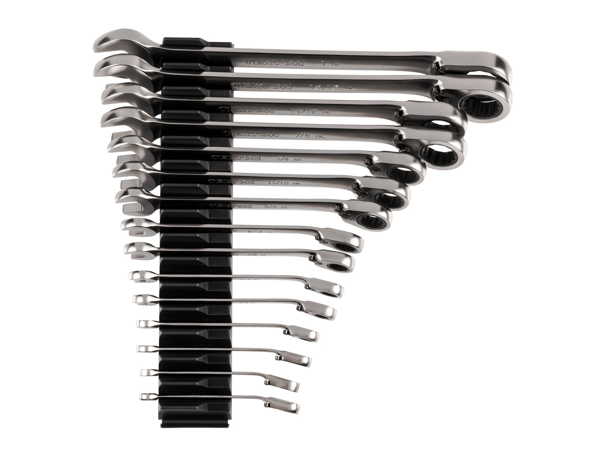 Reversible 12-Point Ratcheting Combination Wrench Set with Modular Organizers, 15-Piece (1/4-1 in.)