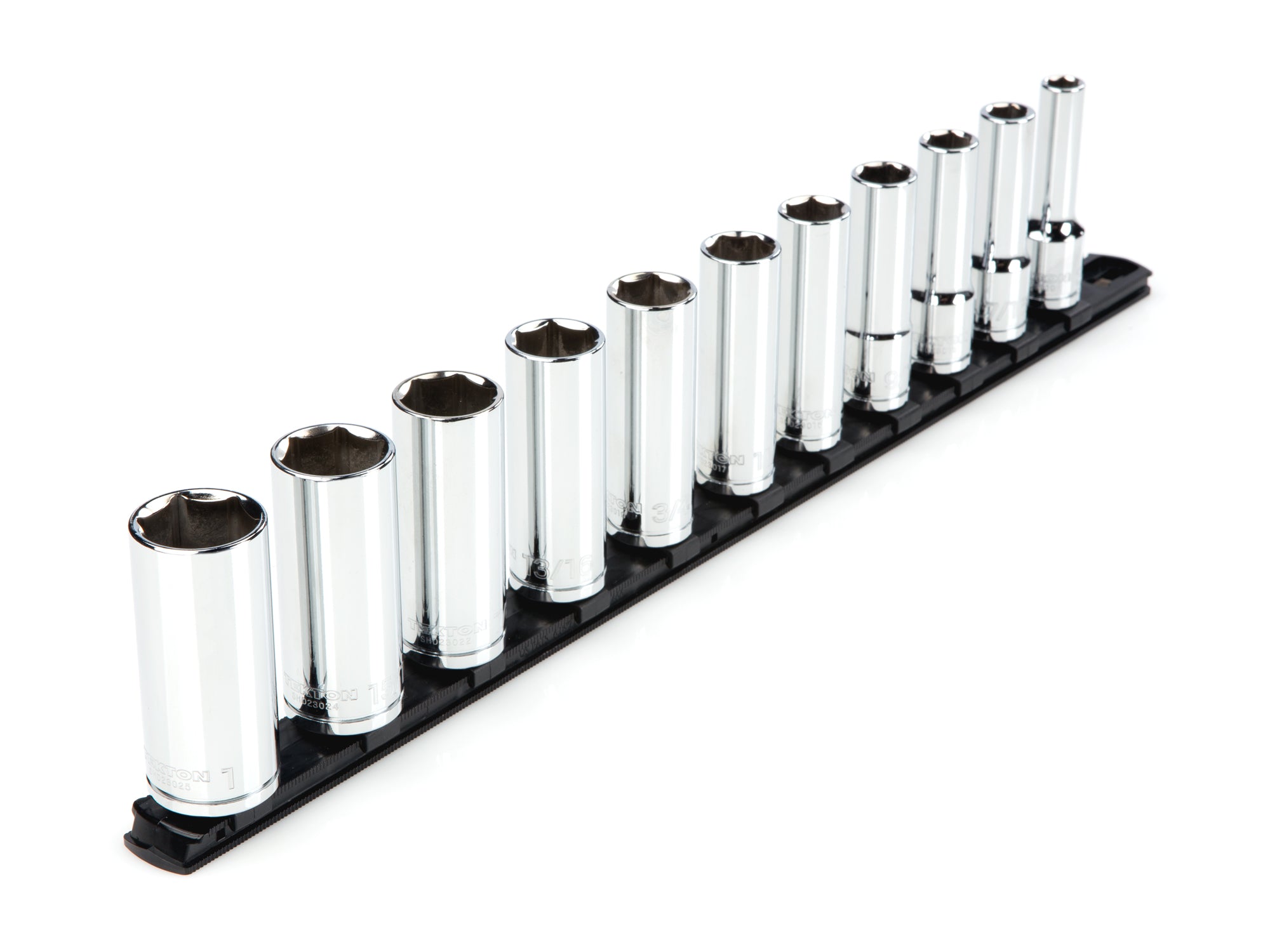 1/2 Inch Drive Deep 6-Point Socket Set with Rail, 11-Piece (3/8 - 1 in.)