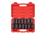 1/2 Inch Drive Deep 6-Point and 12-Point Axle Nut Impact Socket Set with Case, 14-Piece (27 - 39 mm)