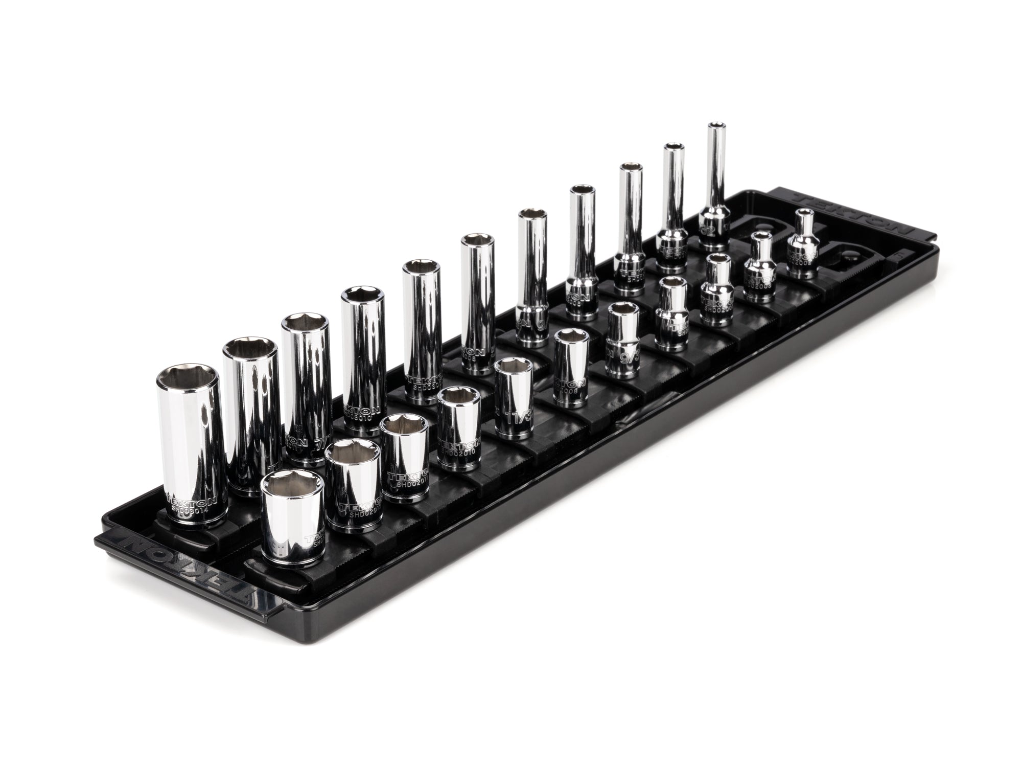 1/4 Inch Drive Shallow and Deep 6-Point Socket Set with Rails and Tray, 22-Piece (5/32 - 9/16 in.)