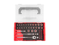 1/4 Inch Drive 12-Point Socket, Bit, and Ratchet Set with Mini Stacking Tool Box (49-Piece)