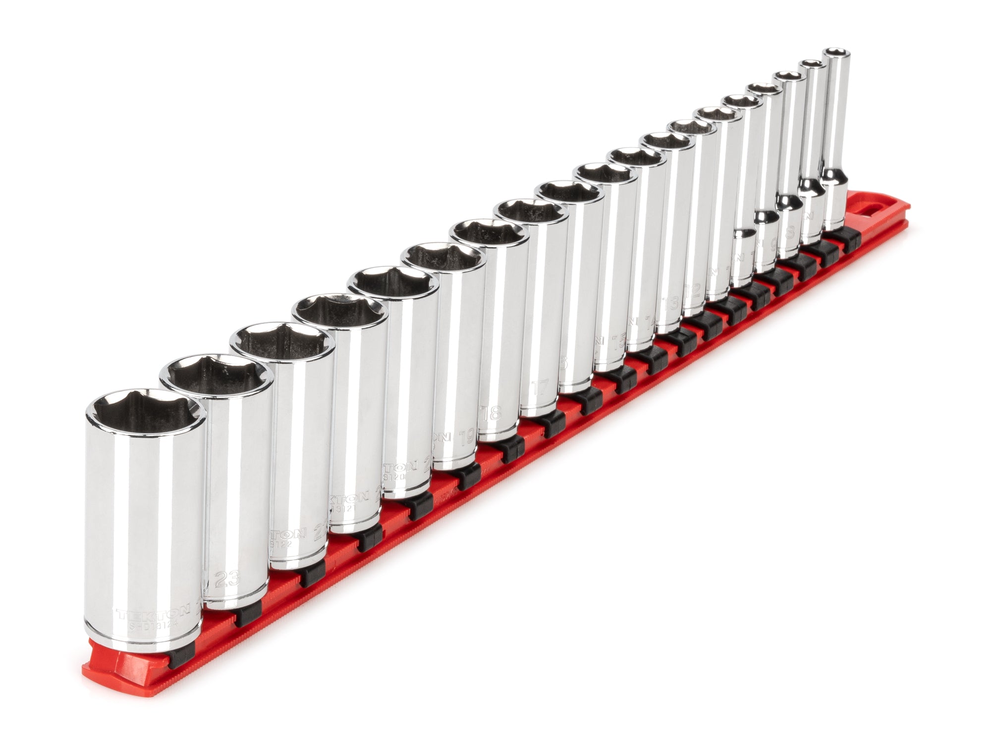 3/8 Inch Drive Deep 6-Point Socket Set with Rail, 19-Piece (6 - 24 mm)