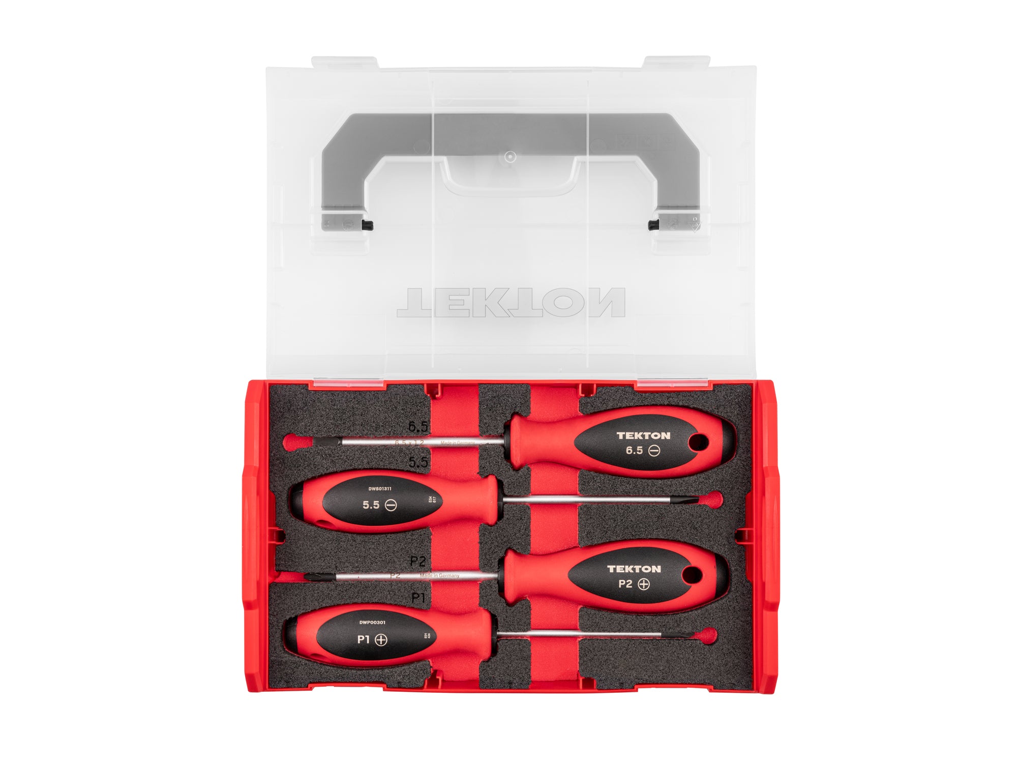 Phillips and Slotted Screwdriver Set with Mini Stacking Tool Box - 4 Inch Shanks, 4-Piece (#1 - #2, 5.5 - 6.5 mm)