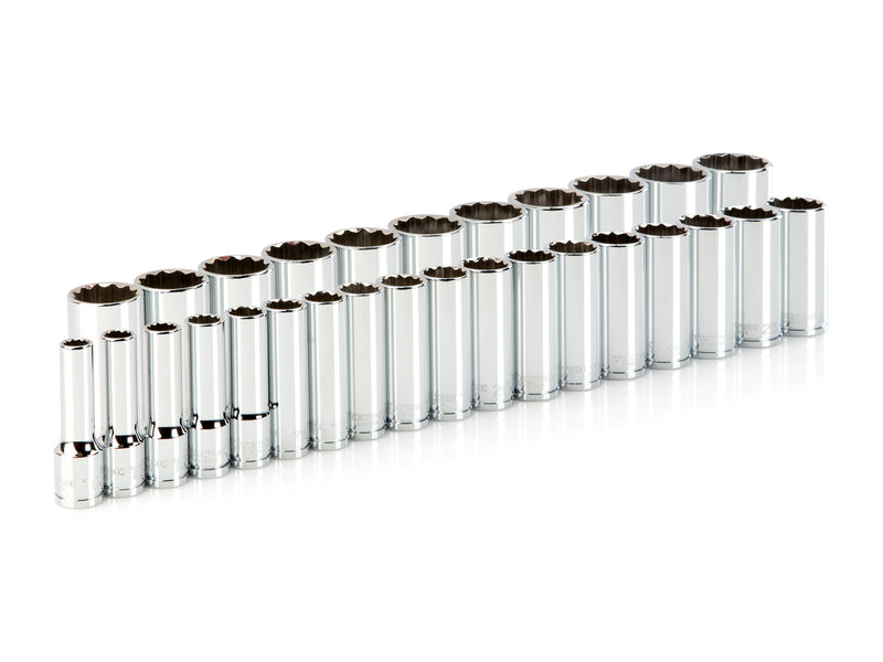 1/2 Inch Drive Deep 12-Point Socket Set, 29-Piece (10 - 38 mm)