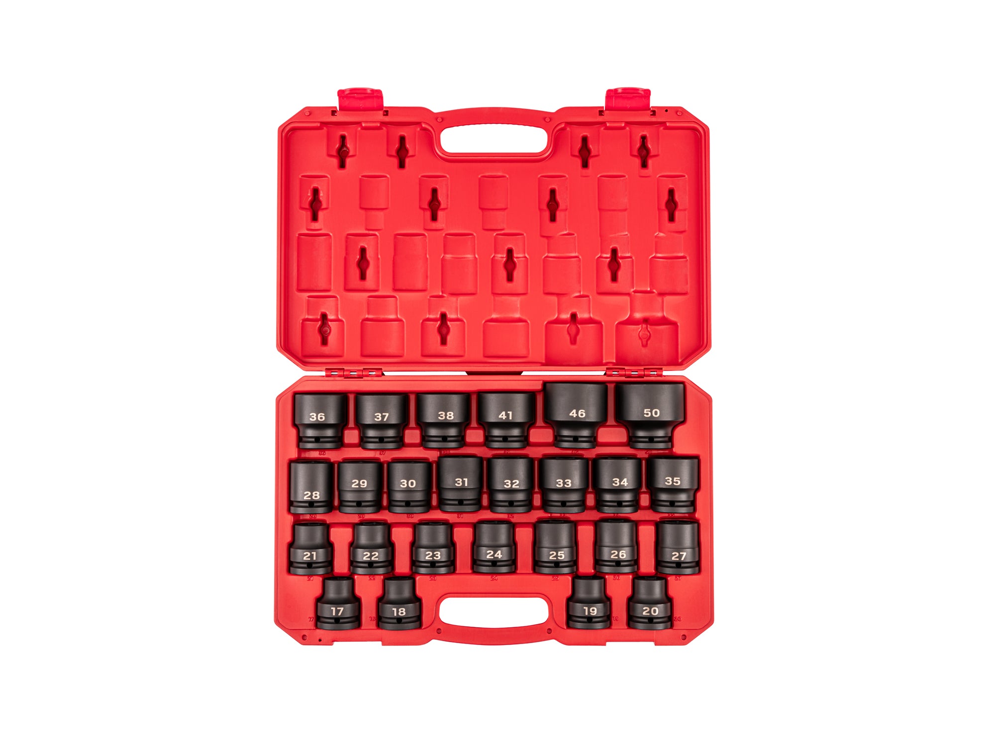 3/4 Inch Drive Shallow 6-Point Impact Socket Set with Case, 25-Piece (17 - 50 mm, Common Sizes)