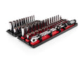 1/4 Inch Drive Shallow and Deep 12-Point Socket and Ratchet Set with Rails and Trays, 57-Piece (5/32 - 9/16 in., 4 - 15 mm)