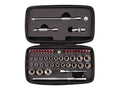 1/4 Inch Drive 6-Point Small Engine Shallow Socket, Bit, and Flex Head Quick-Release Ratchet Set with Case (50-Piece)