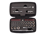 1/4 Inch Drive 6-Point Small Engine Shallow Socket, Bit, and Flex Head Quick-Release Ratchet Set with Case (50-Piece)