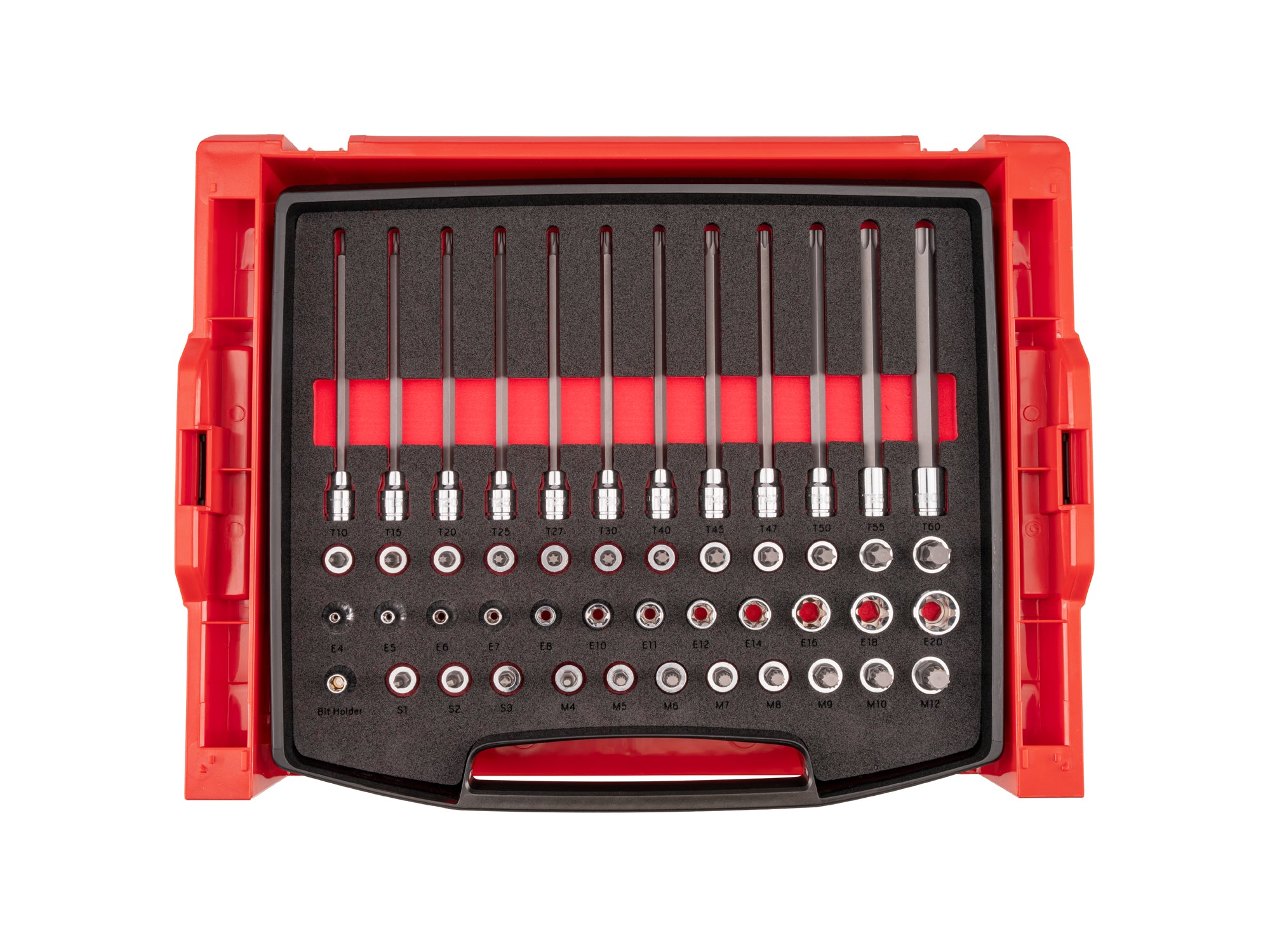 3/8 Inch Drive Standard and Long Bit Socket Set with Open Top Drawer and Rack (48-Piece)