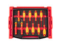Insulated Phillips, Slotted, Square Drivers and Pliers Set with Open Top Drawer and Rack, 11-Piece (Combination, Long Nose, Diagonal Cutting)