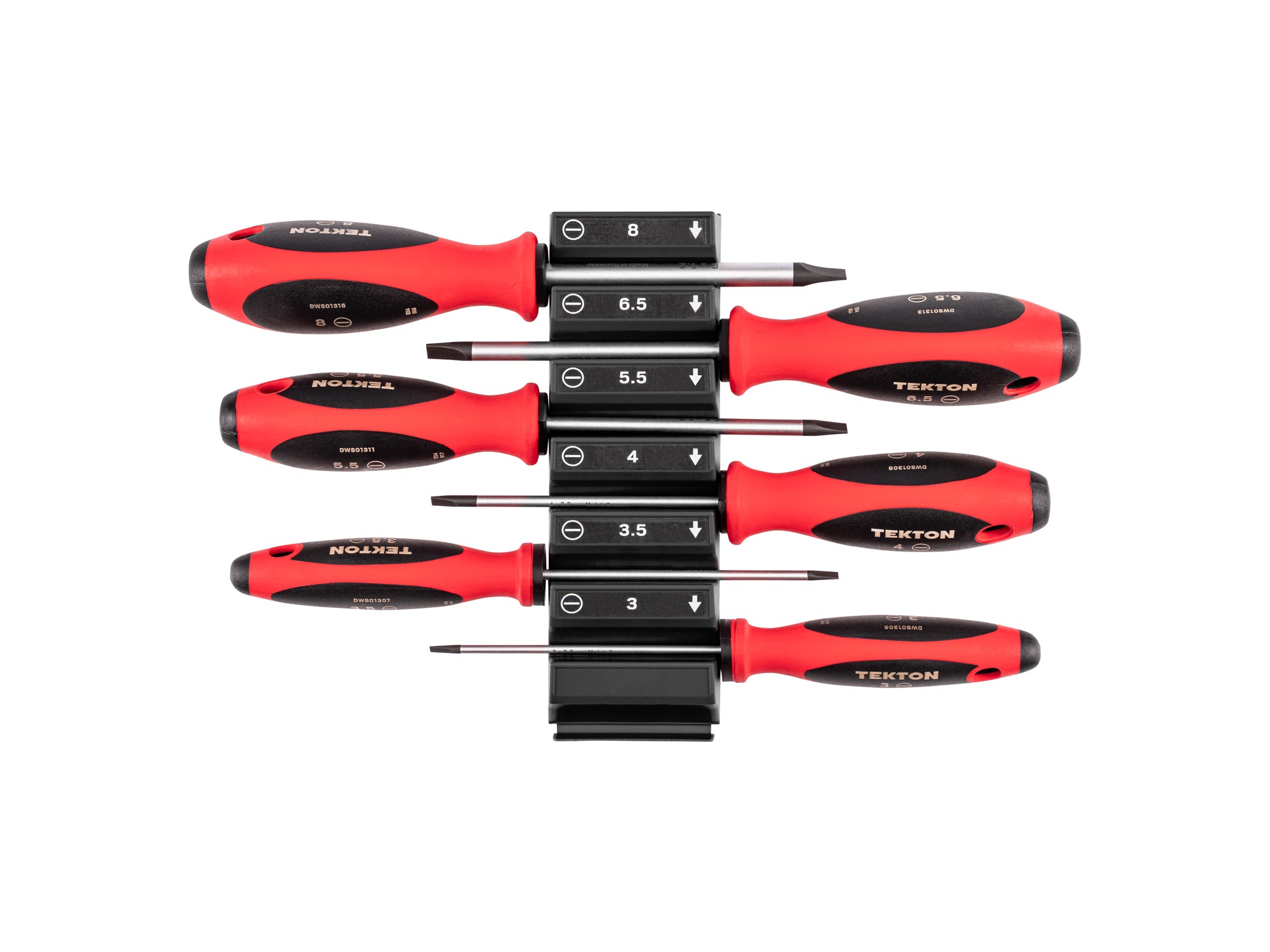 Slotted Screwdriver Set with Modular Organizers - 4 Inch Shanks, 6-Piece (3 - 8 mm)