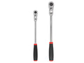 3/8, 1/2 Inch Drive Flex Head Quick-Release Comfort Grip Long Ratchet Set, 2-Piece (12, 14 in.)
