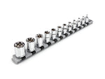 3/8 Inch Drive Shallow External Star Socket Set with Rail, 12-Piece (E4 - E20)