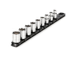 3/8 Inch Drive Shallow 6-Point Socket Set with Rail, 9-Piece (5/16 - 3/4 in.)