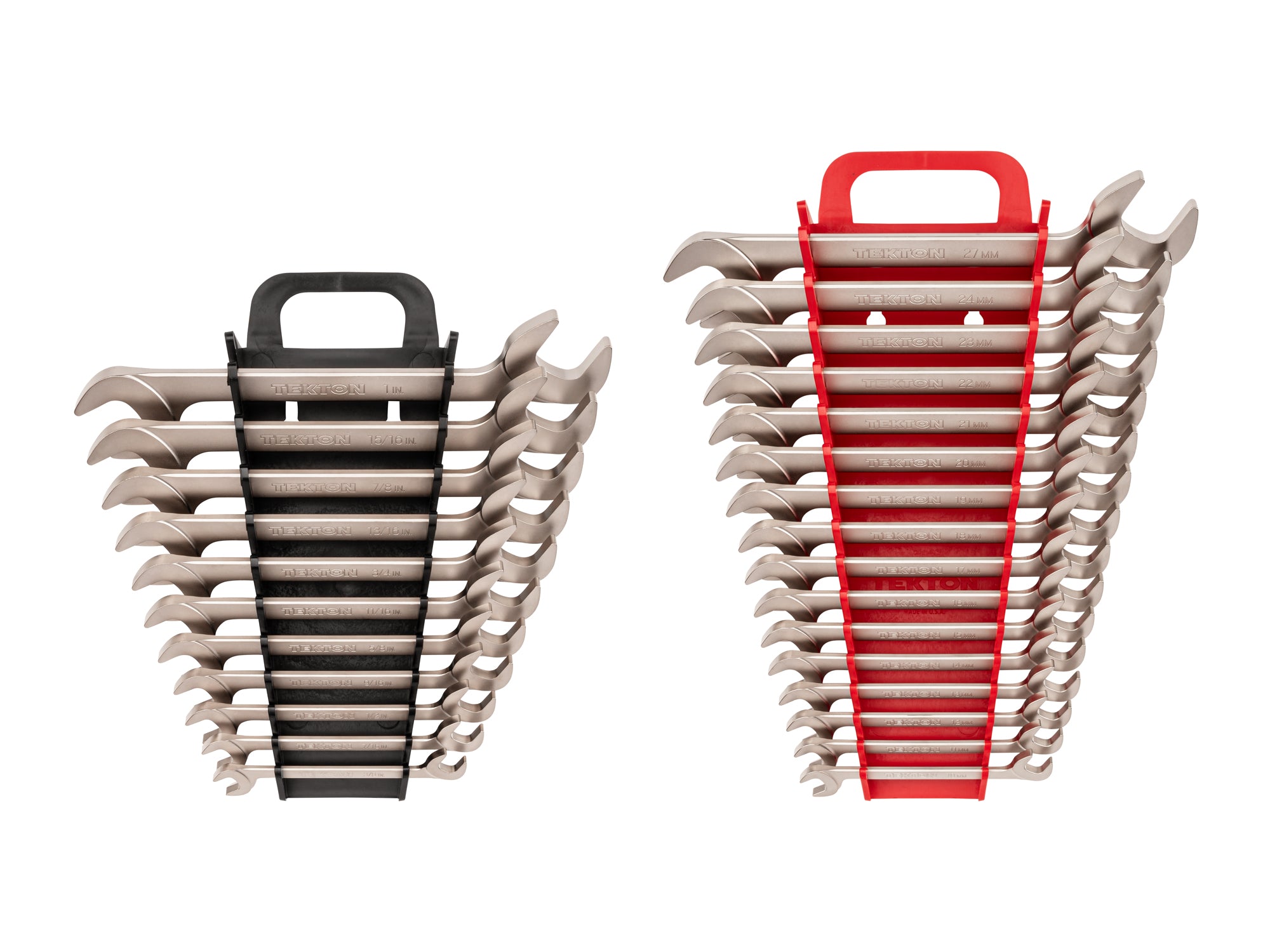 Angle Head Open End Wrench Set with Holders, 27-Piece (3/8-1 in., 10-27 mm)