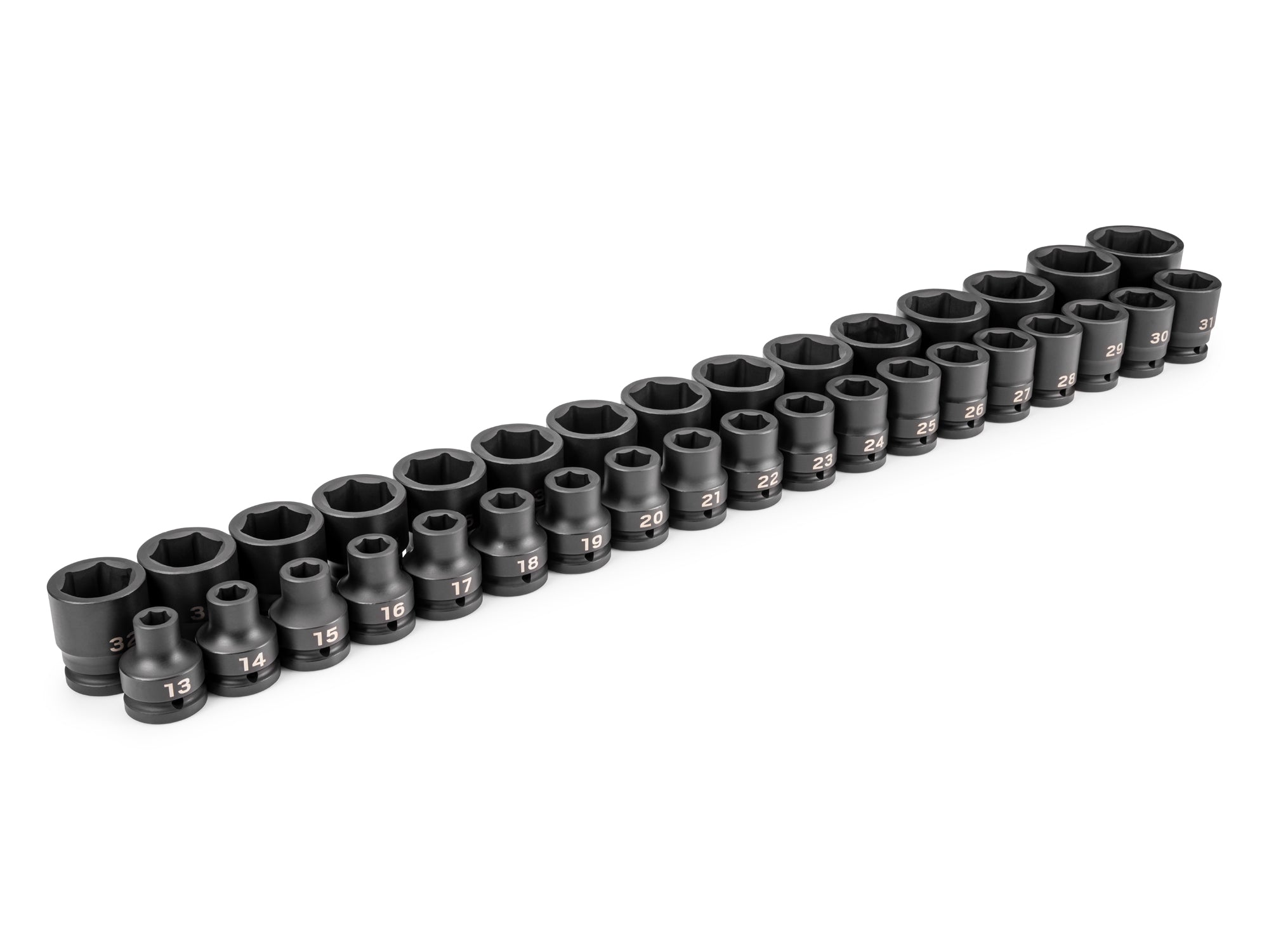 3/4 Inch Drive Shallow 6-Point Impact Socket Set, 34-Piece (13 - 50 mm)