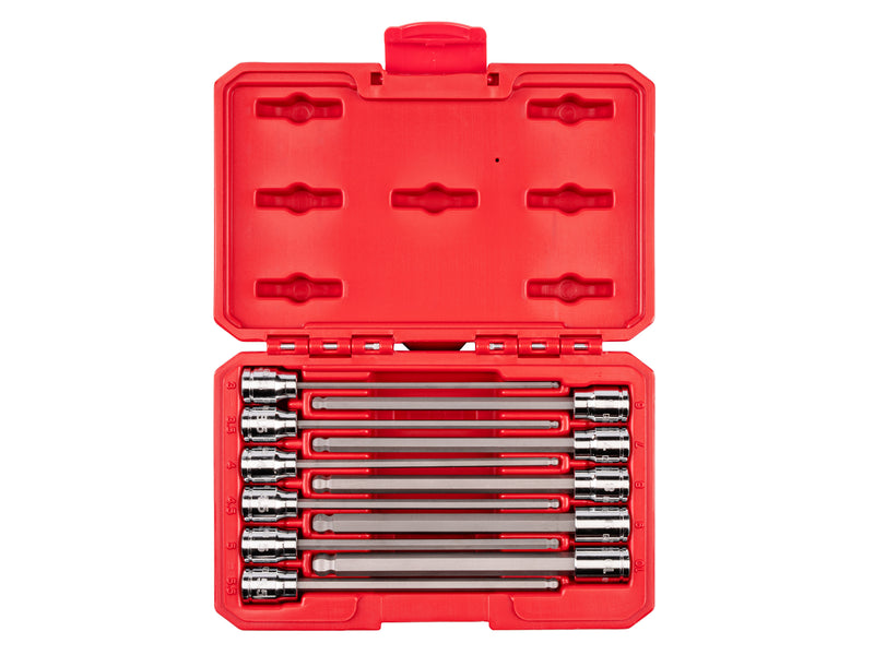 3/8 Inch Drive Long Ball End Hex Bit Socket Set with Case, 11-Piece (3 - 10 mm)
