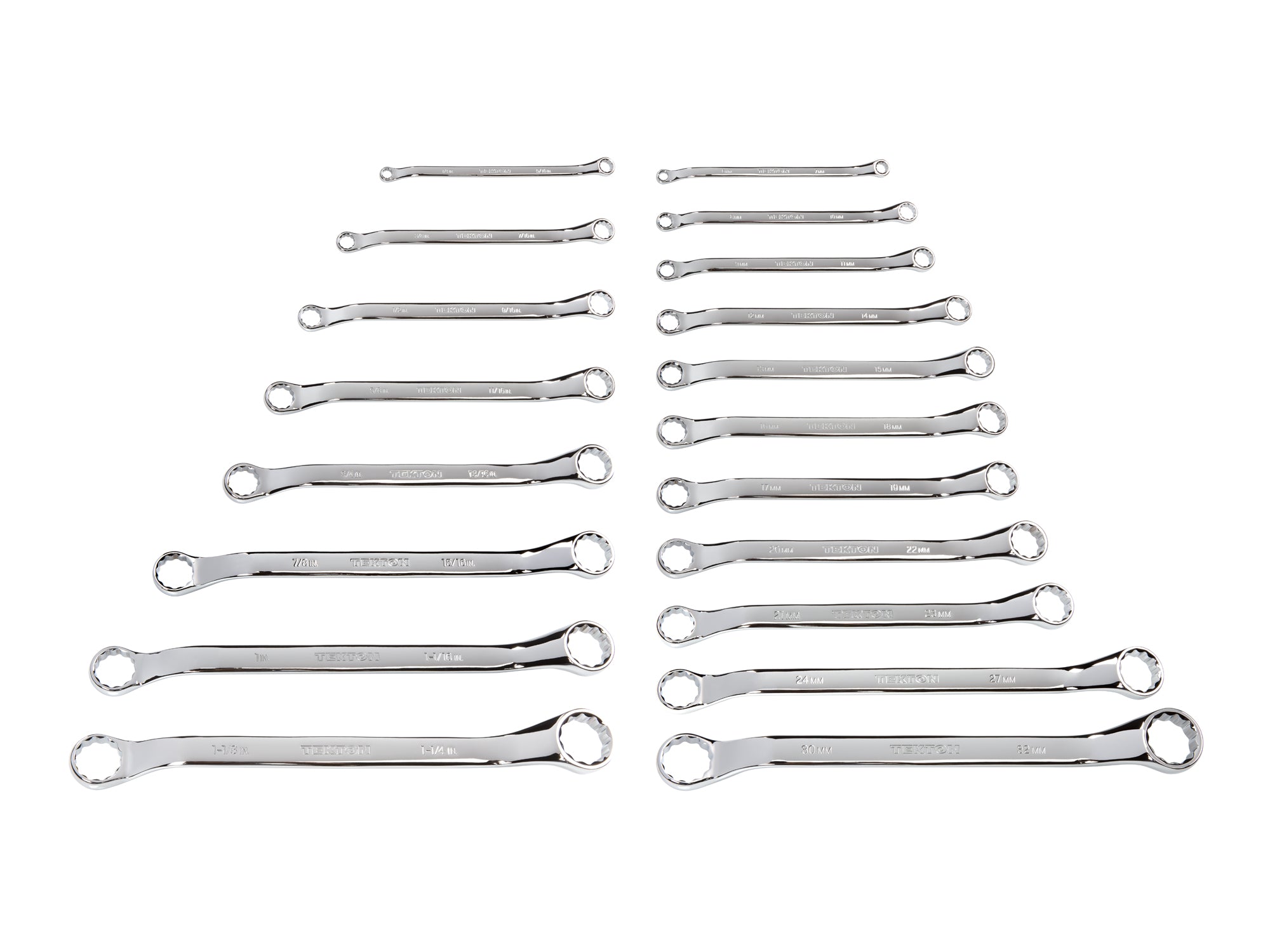 45-Degree Offset Box End Wrench Set, 19-Piece (1/4 - 1-1/4 in., 6-32 mm)