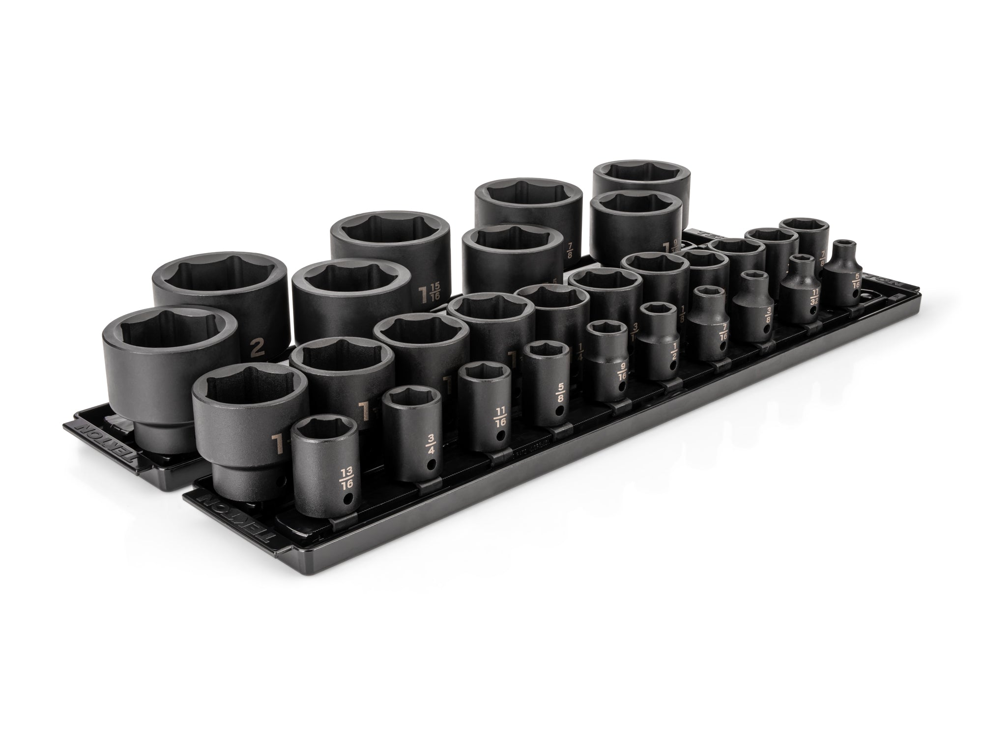 1/2 Inch Drive Shallow 6-Point Impact Socket Set with Rails and Tray, 29-Piece (5/16 - 2 in.)