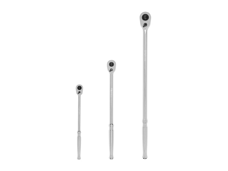 1/4, 3/8, 1/2 Inch Drive Quick-Release Long Ratchet Set, 3-Piece (9, 12, 18 in.)