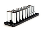 1/2 Inch Drive Deep 6-Point Socket Set with Rails and Tray, 16-Piece (3/8 - 1-5/16 in.)
