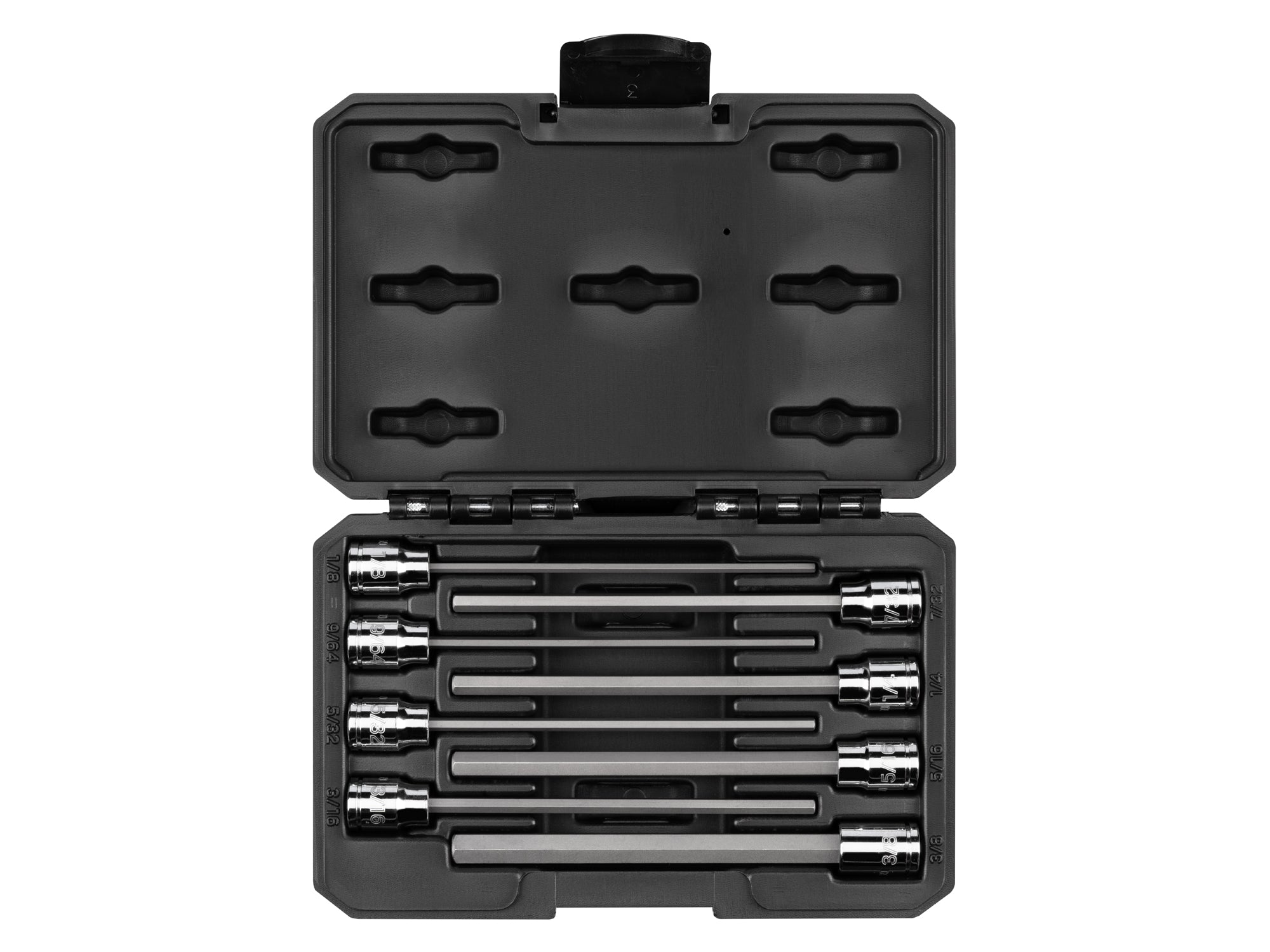 3/8 Inch Drive Long Hex Bit Socket Set with Case, 8-Piece (1/8 - 3/8 in.)